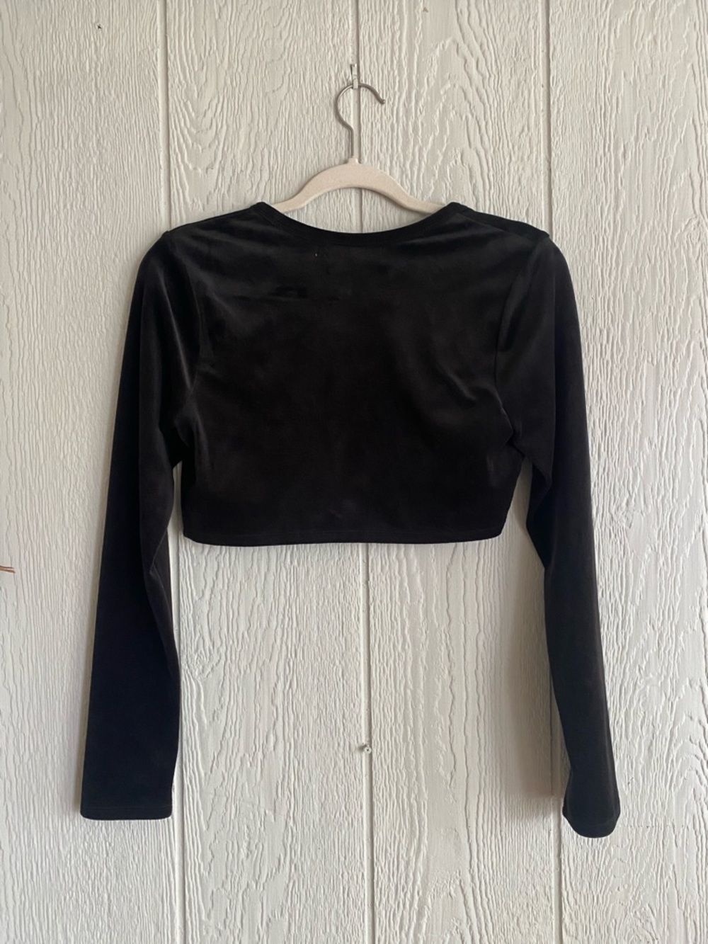 Juicy Couture Black Velvet Cropped Cardigan Goth Coquette Edgy Streetwear Sz S - Picture 8 of 8